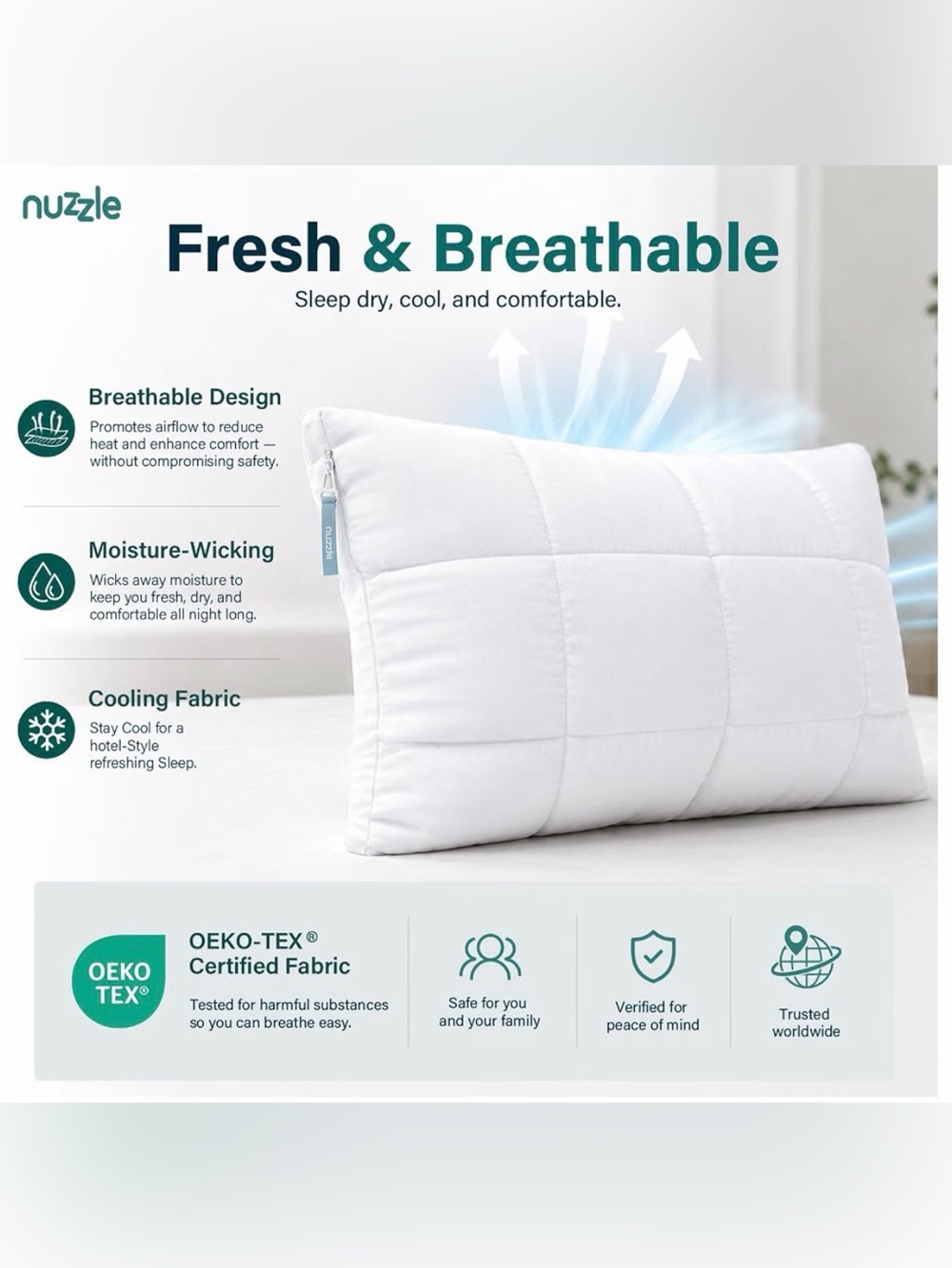 2 Nuzzle Adjustable Cooling Pillows โ Standard Size โ NEW in Package - Picture 5 of 10